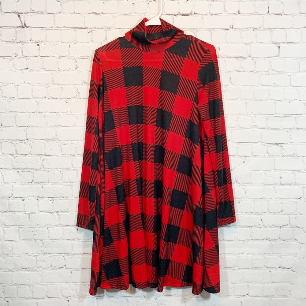 Acting Pro plaid A line dress long sleeve